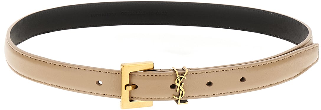 Saint Laurent Saint Laurent Cappuccino leather belt Beige