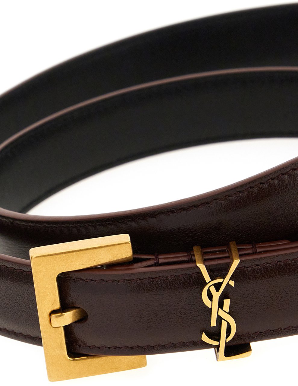 Saint Laurent Saint Laurent Dark brown leather belt Bruin