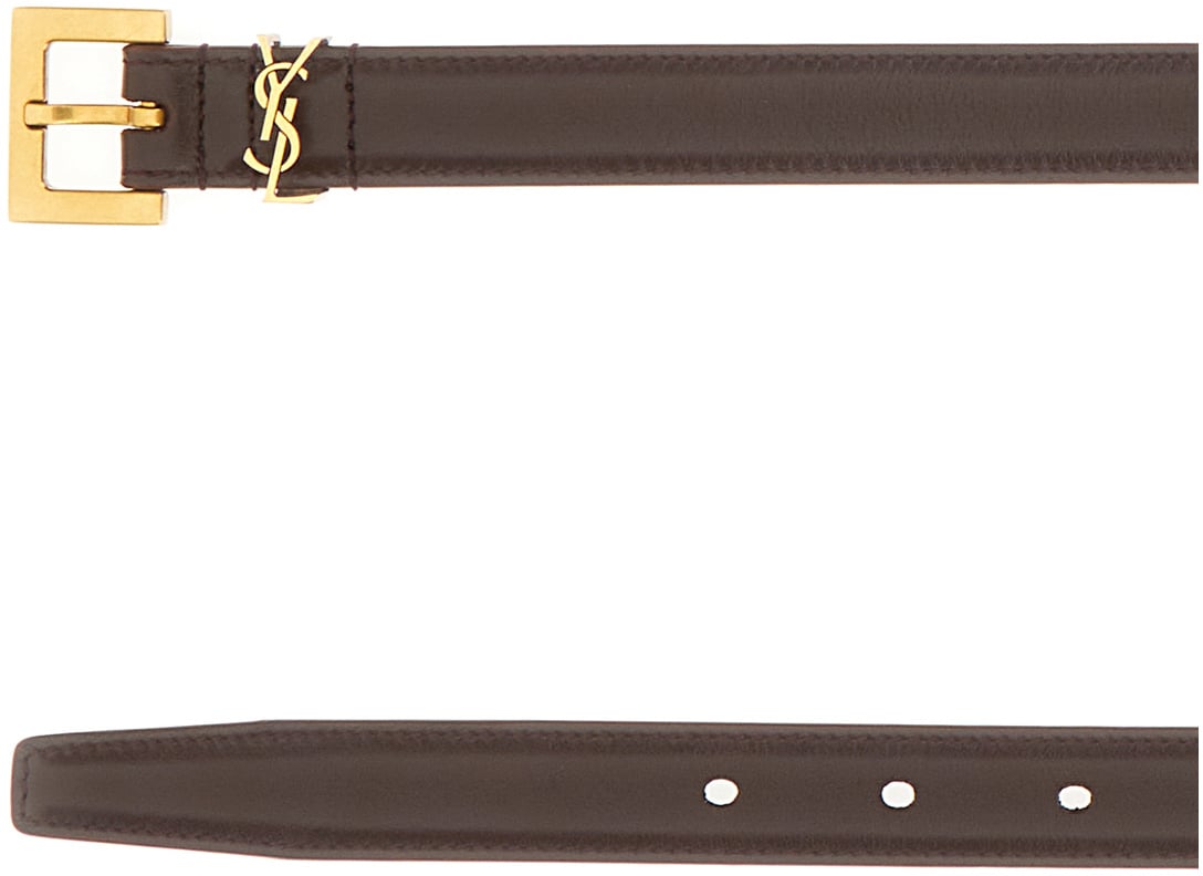 Saint Laurent Saint Laurent Dark brown leather belt Bruin