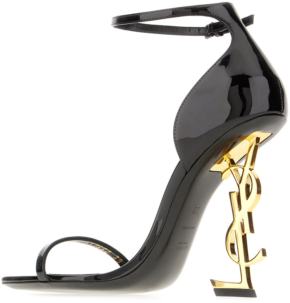 Saint Laurent Saint Laurent Black leather Opyum sandals Zwart