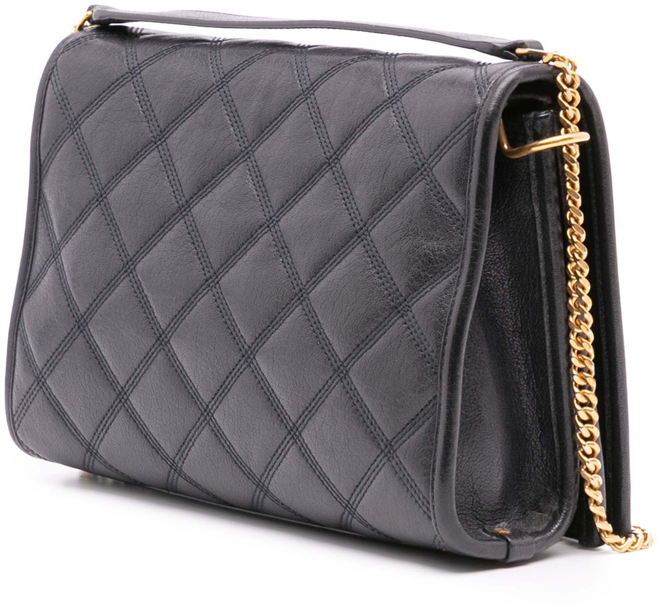 Saint Laurent Mini Quilted Lambskin Becky Chain Shoulder Bag Zwart