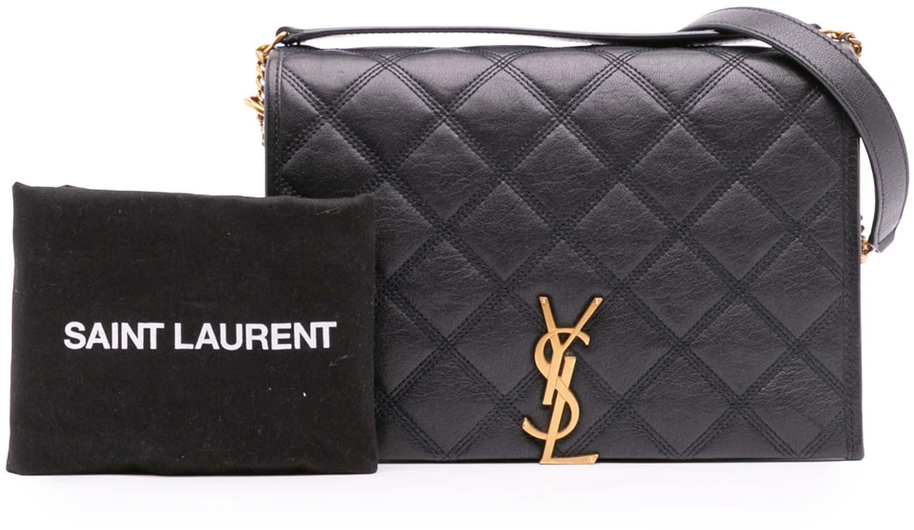 Saint Laurent Mini Quilted Lambskin Becky Chain Shoulder Bag Zwart
