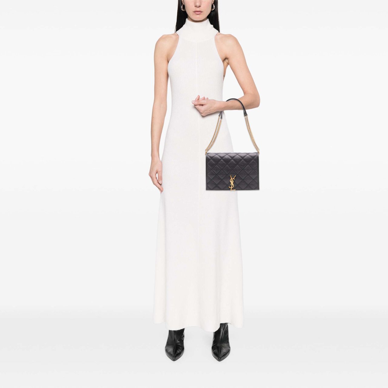 Saint Laurent Mini Quilted Lambskin Becky Chain Shoulder Bag Zwart