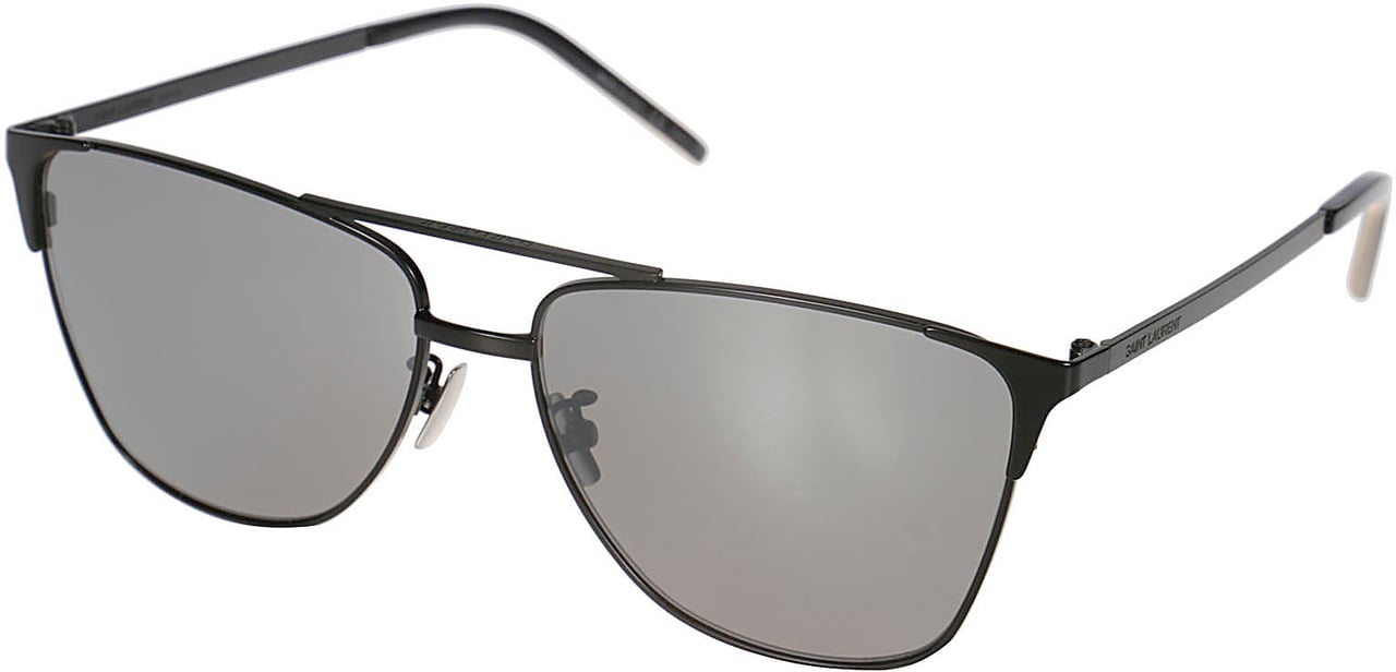 Saint Laurent Rectangular Metal Frame Sunglasses Zwart