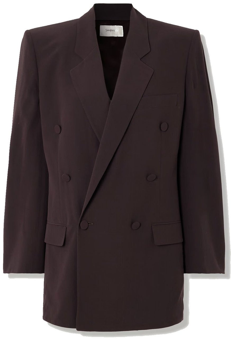 Saint Laurent Saint Laurent Double-Breasted Silk-Crepe Blazer Divers