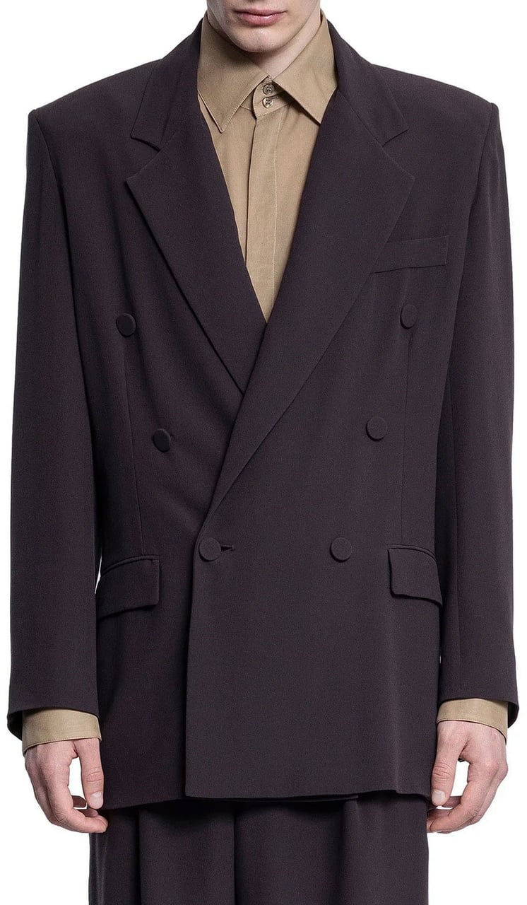 Saint Laurent Saint Laurent Double-Breasted Silk-Crepe Blazer Divers
