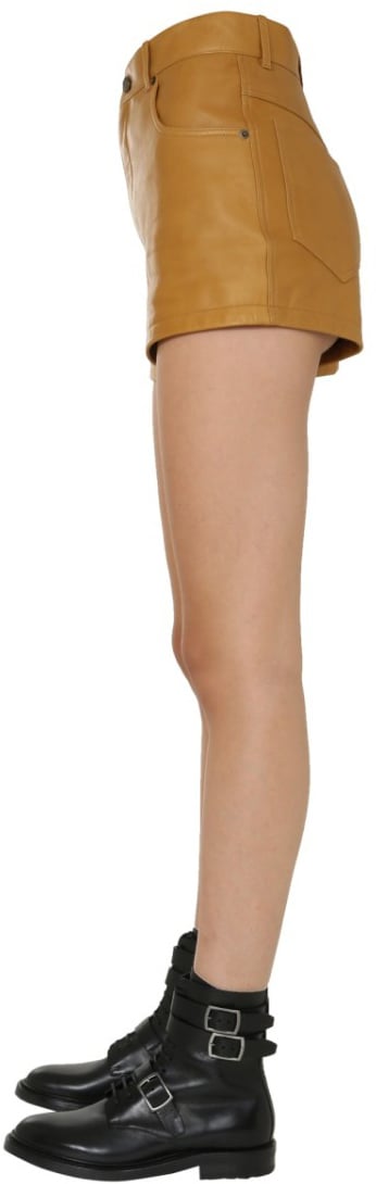 Saint Laurent Structured High-Waist Shorts With Zipper Fastening Bruin