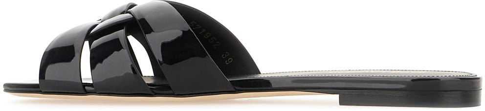 Saint Laurent Saint Laurent Black leather Tribute slippers Zwart