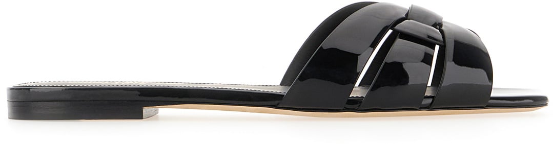 Saint Laurent Saint Laurent Black leather Tribute slippers Zwart