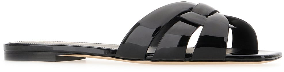 Saint Laurent Saint Laurent Black leather Tribute slippers Zwart