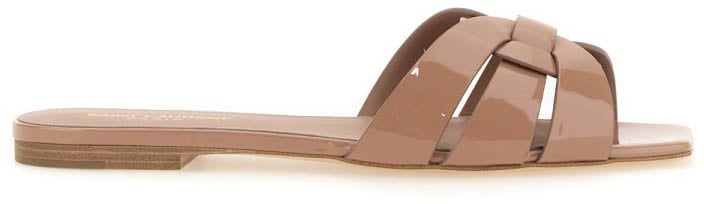 Saint Laurent Nu Pieds Tribute 05 Flat Sandals With Braided Straps Neutraal