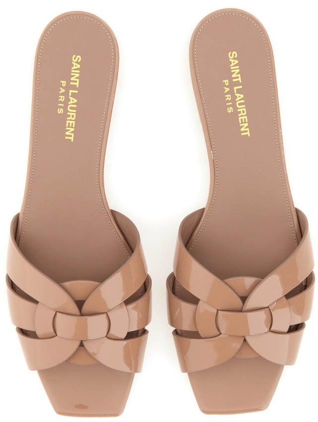 Saint Laurent Nu Pieds Tribute 05 Flat Sandals With Braided Straps Neutraal