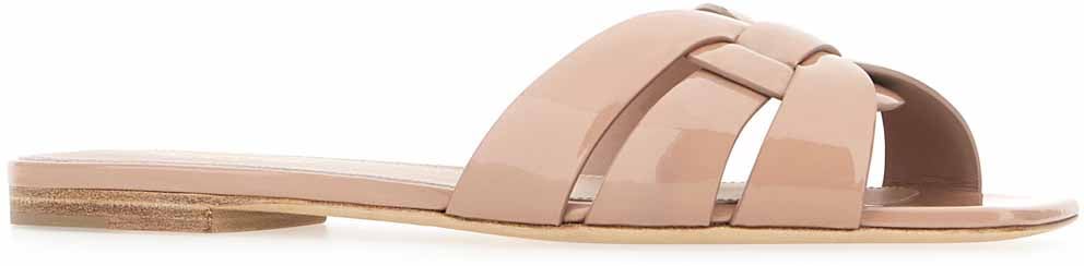 Saint Laurent Saint Laurent Powder pink leather Tribute slippers Roze