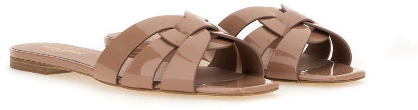 Saint Laurent Nu Pieds Tribute 05 Flat Sandals With Braided Straps Neutraal