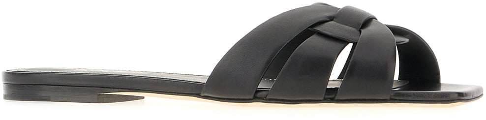 Saint Laurent Saint Laurent Back leather Maine slippers Zwart
