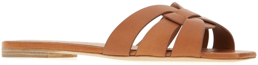 Saint Laurent Camel leather Maine slippers Bruin