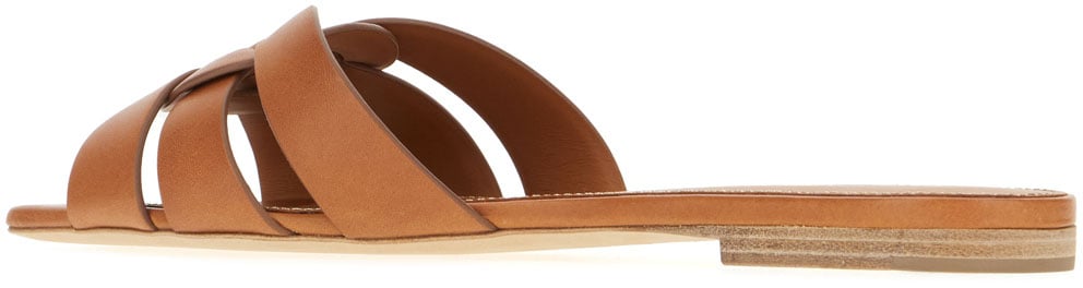 Saint Laurent Camel leather Maine slippers Bruin