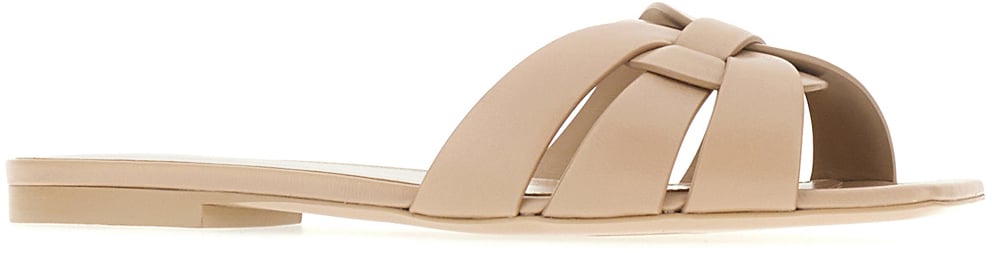 Saint Laurent Saint Laurent Cappuccino leather Tribute slippers Beige
