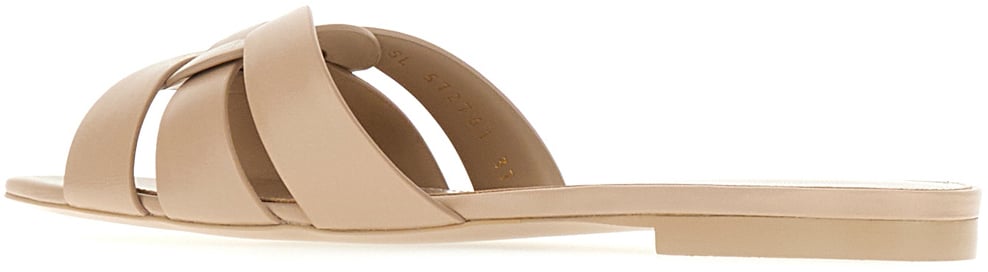 Saint Laurent Saint Laurent Cappuccino leather Tribute slippers Beige