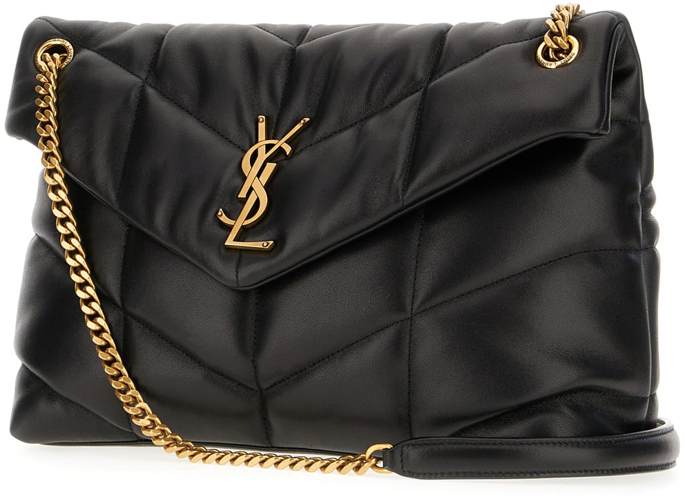 Saint Laurent Saint Laurent Black nappa leather medium Loulou shoulder bag Zwart