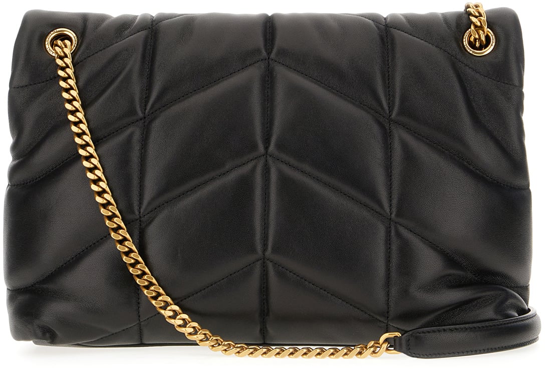 Saint Laurent Saint Laurent Black nappa leather medium Loulou shoulder bag Zwart