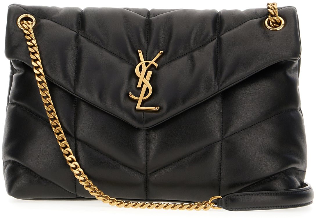 Saint Laurent Saint Laurent Black nappa leather medium Loulou shoulder bag Zwart