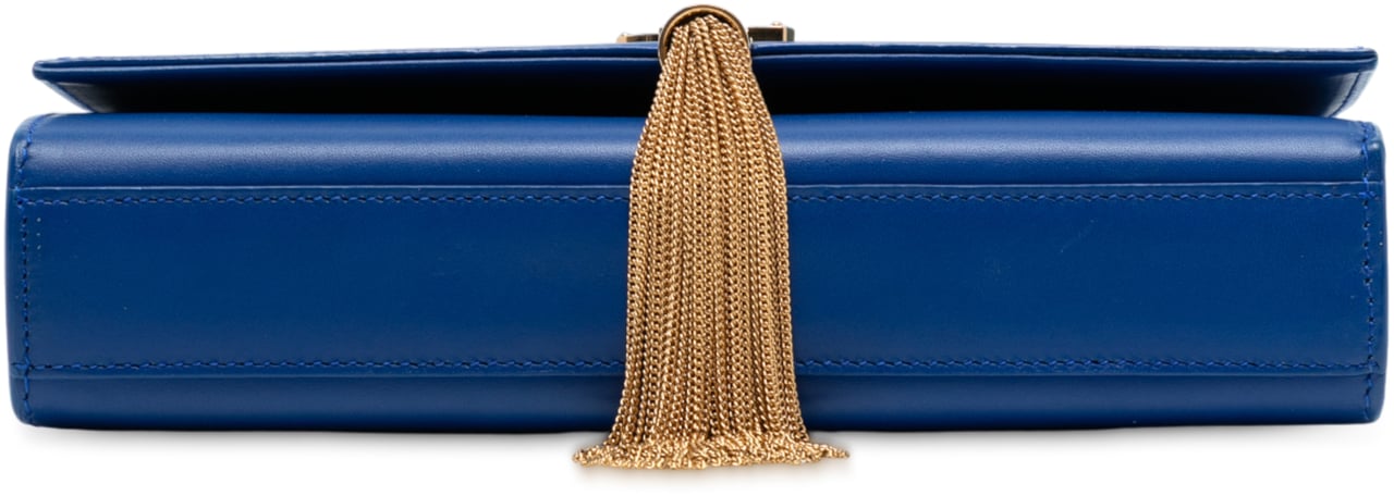 Saint Laurent Medium Smooth Calfskin Monogram Kate Tassel Crossbody Blauw