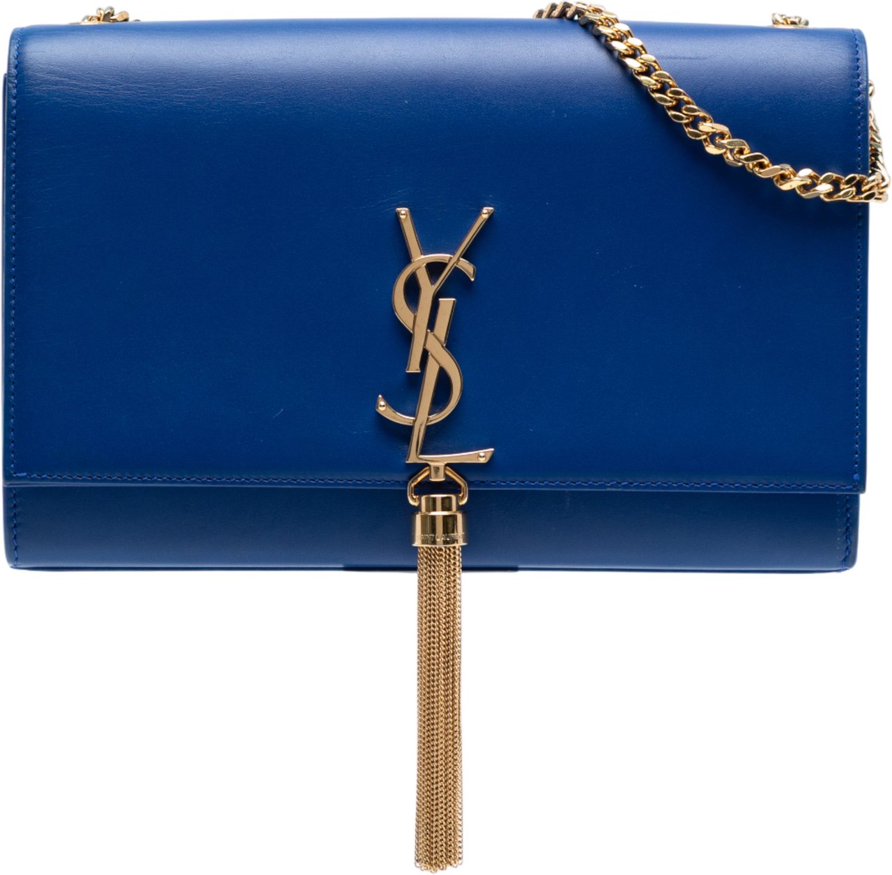 Saint Laurent Medium Smooth Calfskin Monogram Kate Tassel Crossbody Blauw