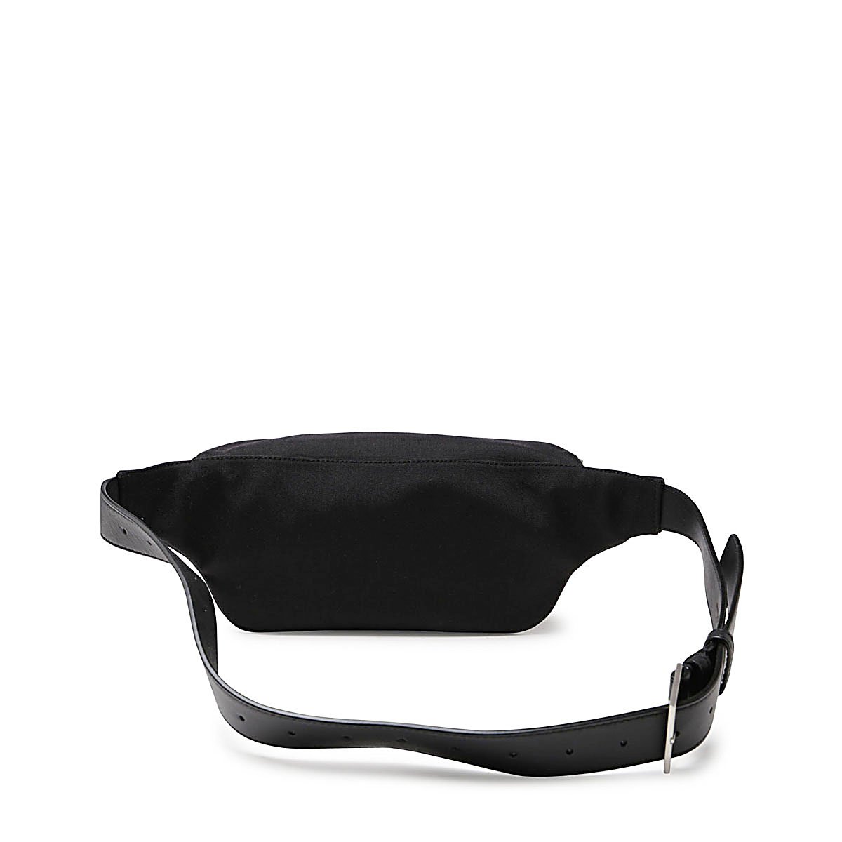 Saint Laurent Black Waist Bag with Silver YSL Logo and Adjustable Strap Zwart