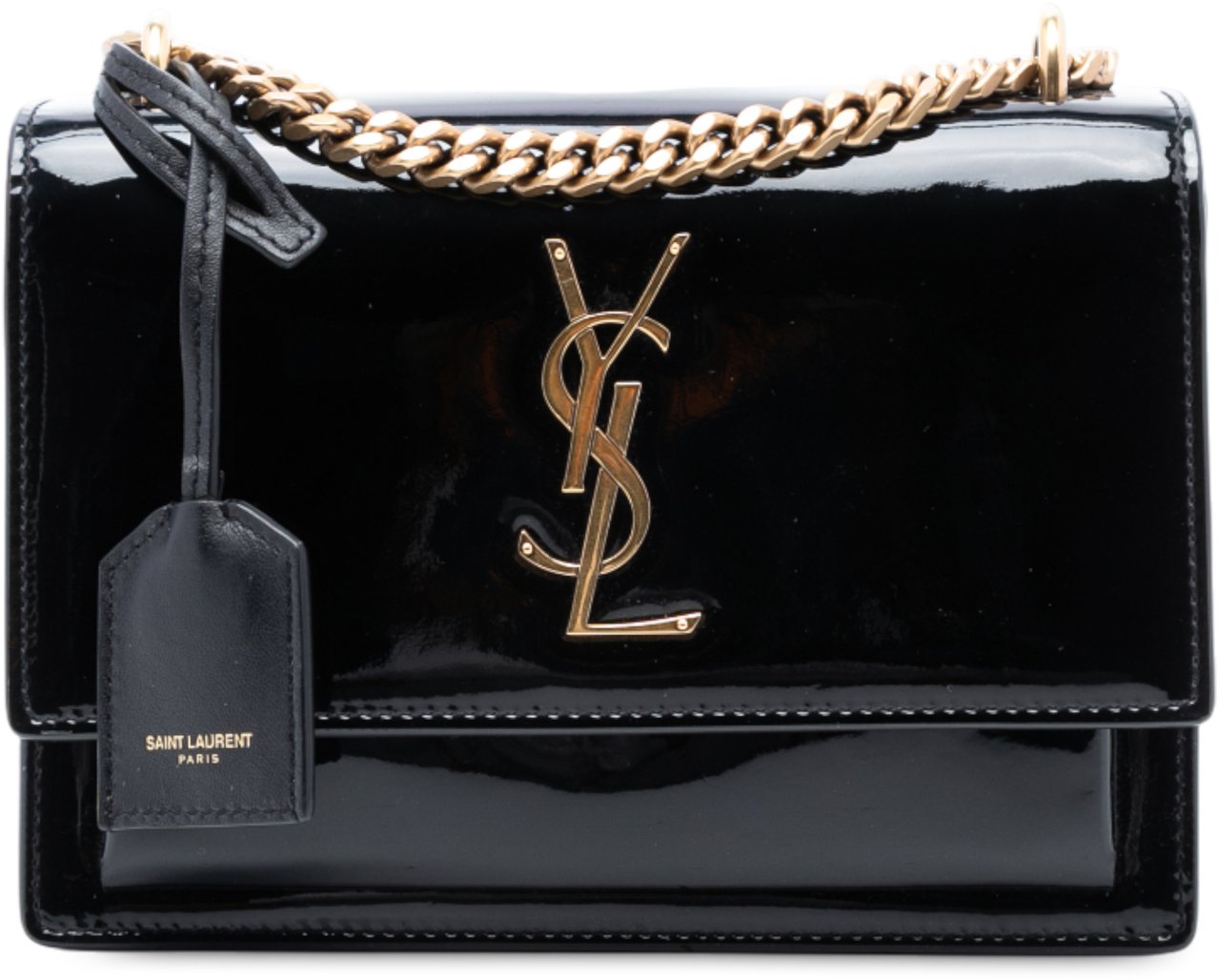 Saint Laurent Small Patent Monogram Sunset Crossbody Zwart