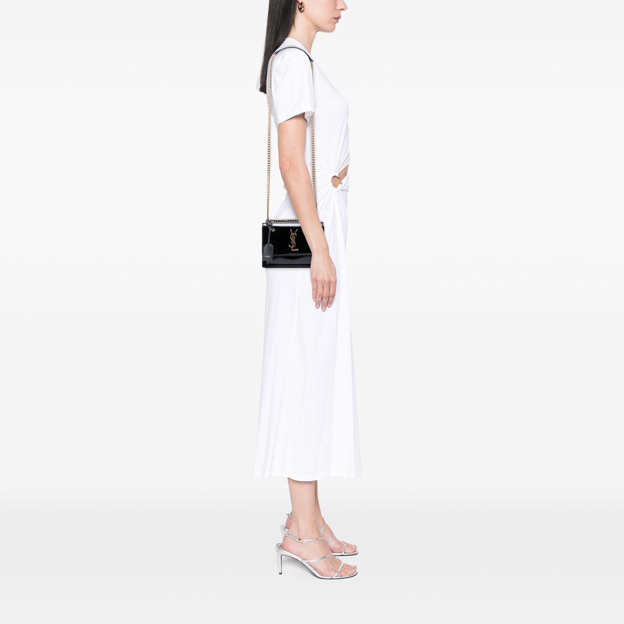 Saint Laurent Small Patent Monogram Sunset Crossbody Zwart