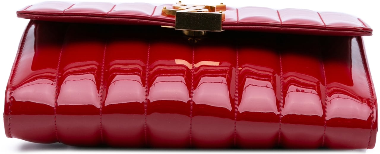 Saint Laurent Matelasse Patent Monogram Vicky Chain Wallet Rood