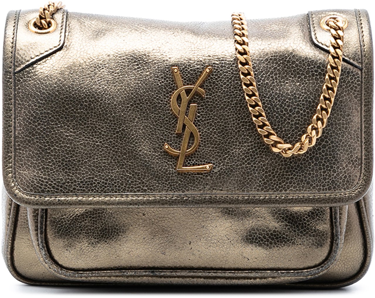 Saint Laurent Baby Metallic Calfskin Niki Shoulder Bag Goud