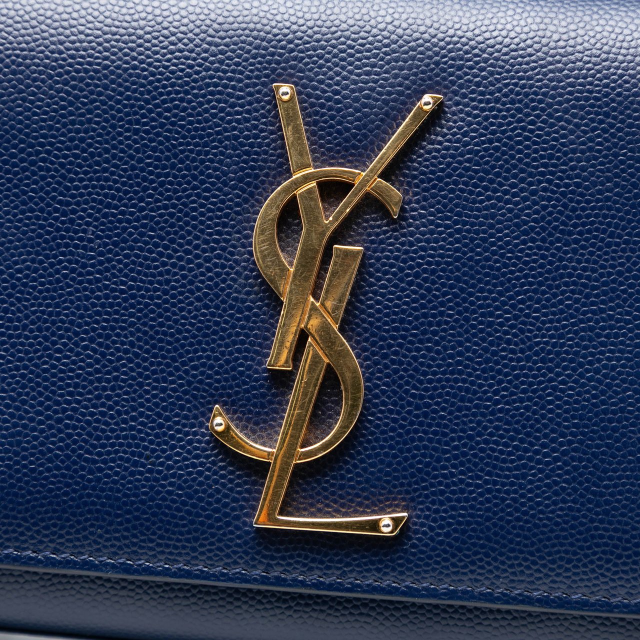 Saint Laurent Small Grain de Poudre Monogram Kate Crossbody Blauw