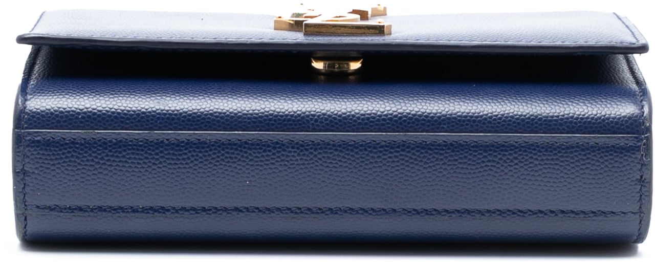 Saint Laurent Small Grain de Poudre Monogram Kate Crossbody Blauw