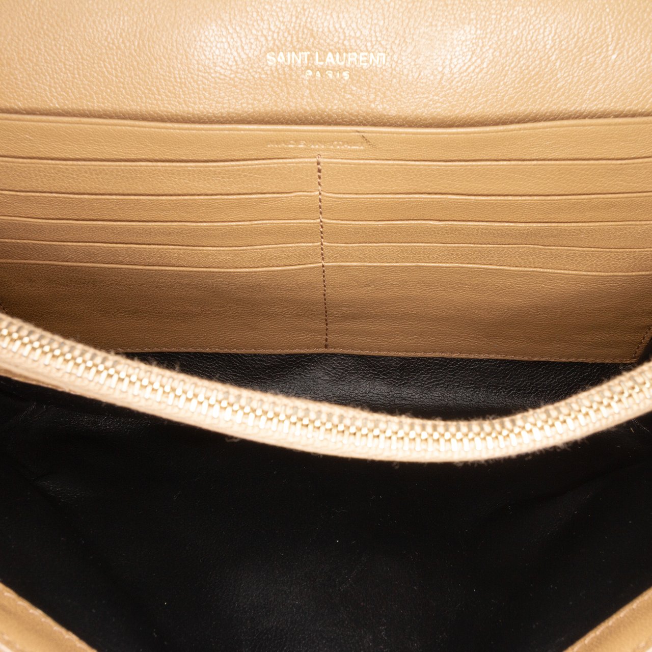 Saint Laurent Quilted Diamond Lambskin Becky Wallet on Chain Bruin