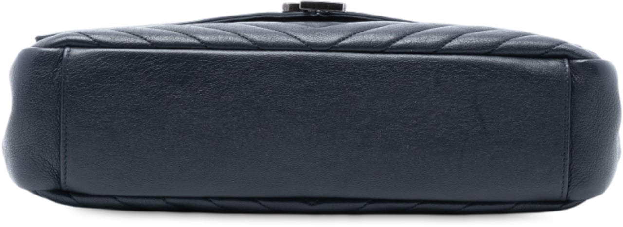 Saint Laurent Large Chevron Sheepskin Monogram College Satchel Blauw