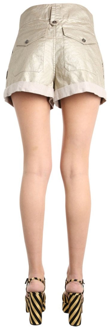 Saint Laurent High-Waisted Cargo Shorts With Button Closure Bruin