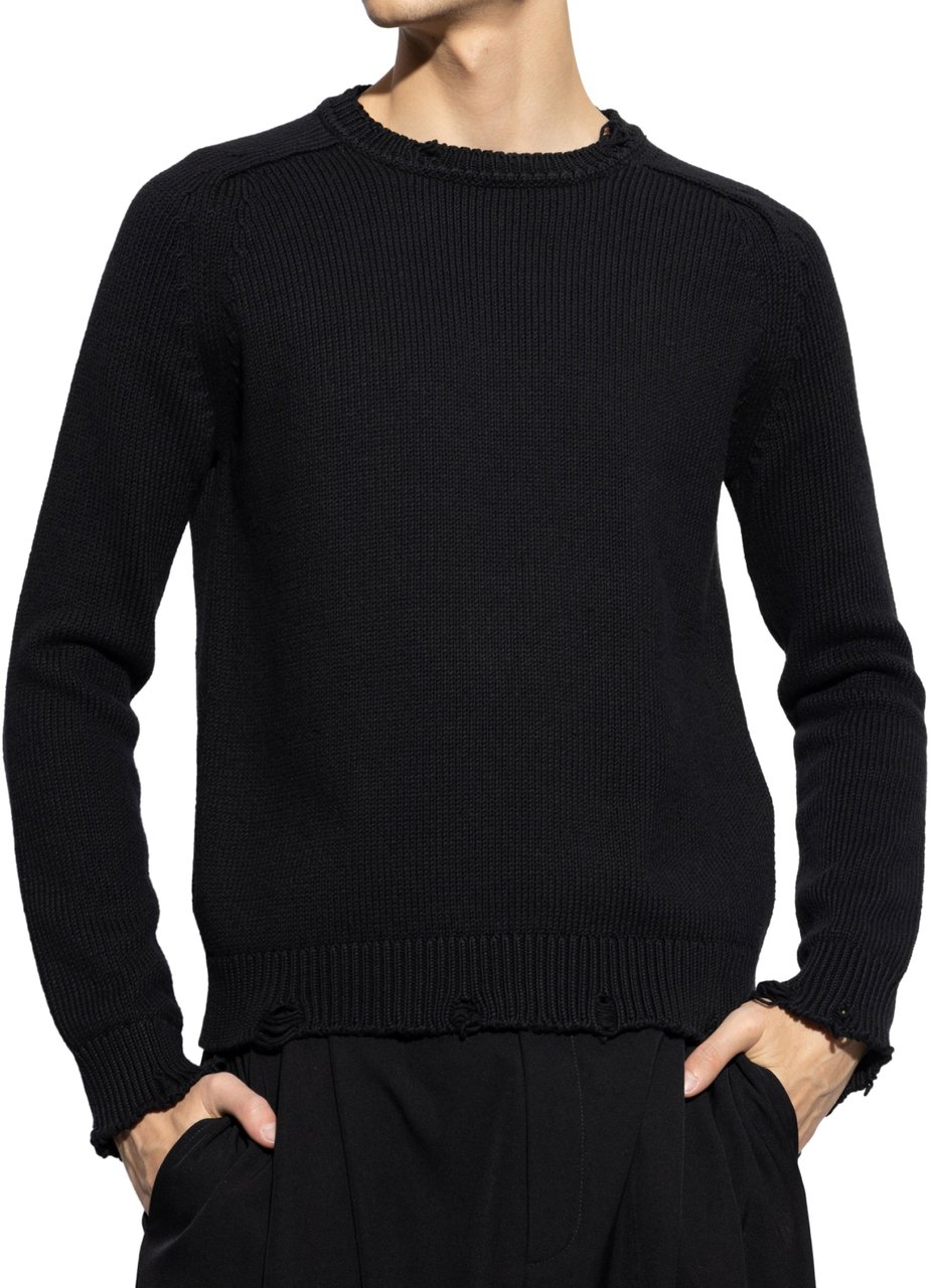Saint Laurent Destroyed Knit Sweater Zwart