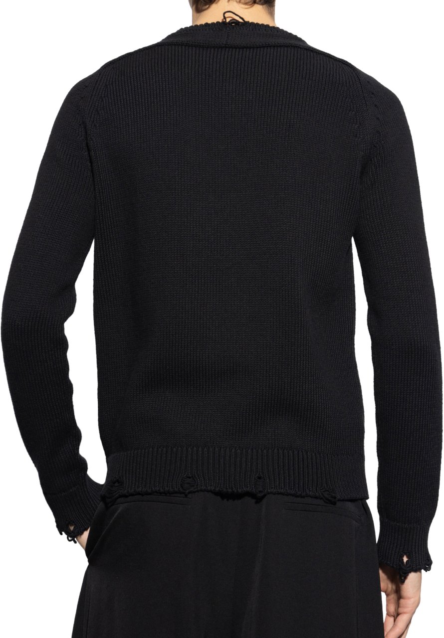 Saint Laurent Destroyed Knit Sweater Zwart