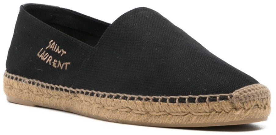 Saint Laurent Embroidered Logo Espadrilles Zwart