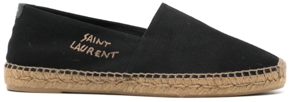 Saint Laurent Embroidered Logo Espadrilles Zwart