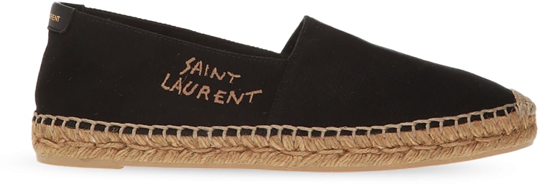 Saint Laurent Sl Signature Logo Espadrilles Zwart