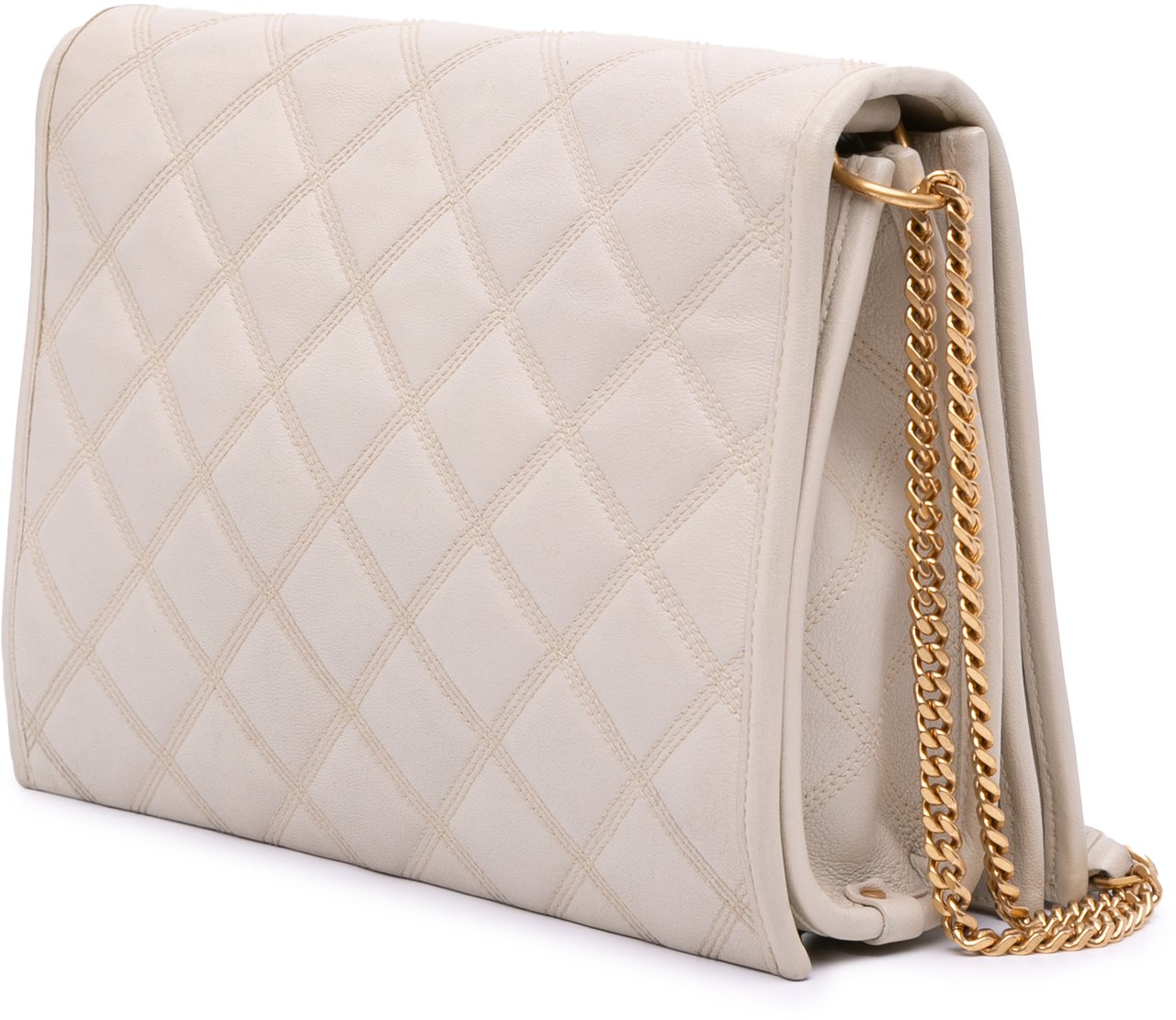 Saint Laurent Small Quilted Lambskin Becky Chain Shoulder Bag Wit