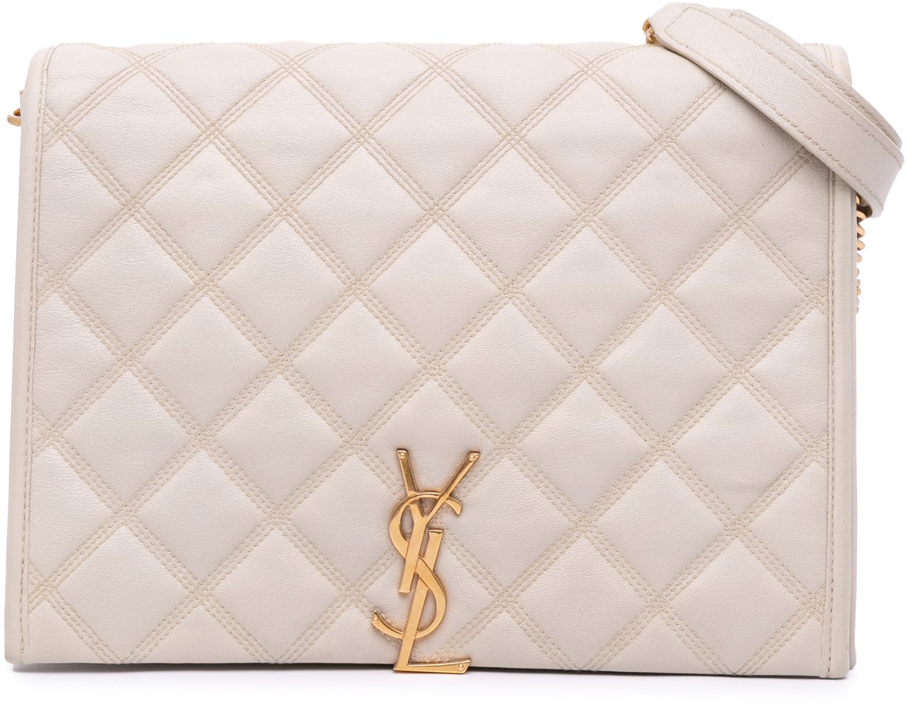 Saint Laurent Small Quilted Lambskin Becky Chain Shoulder Bag Wit