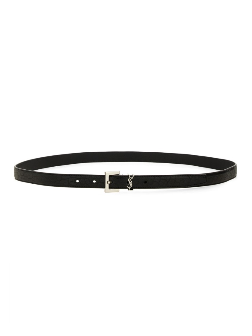 Saint Laurent Cassandre Thin Belt Zwart