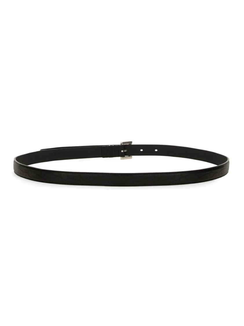 Saint Laurent Cassandre Thin Belt Zwart