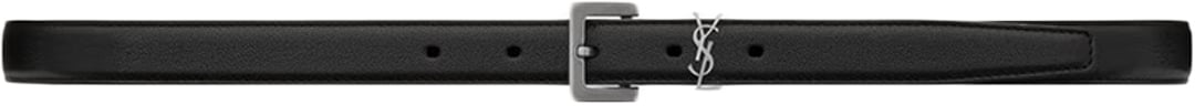 Saint Laurent Calfskin Black Belt with Silver Buckle Neutraal