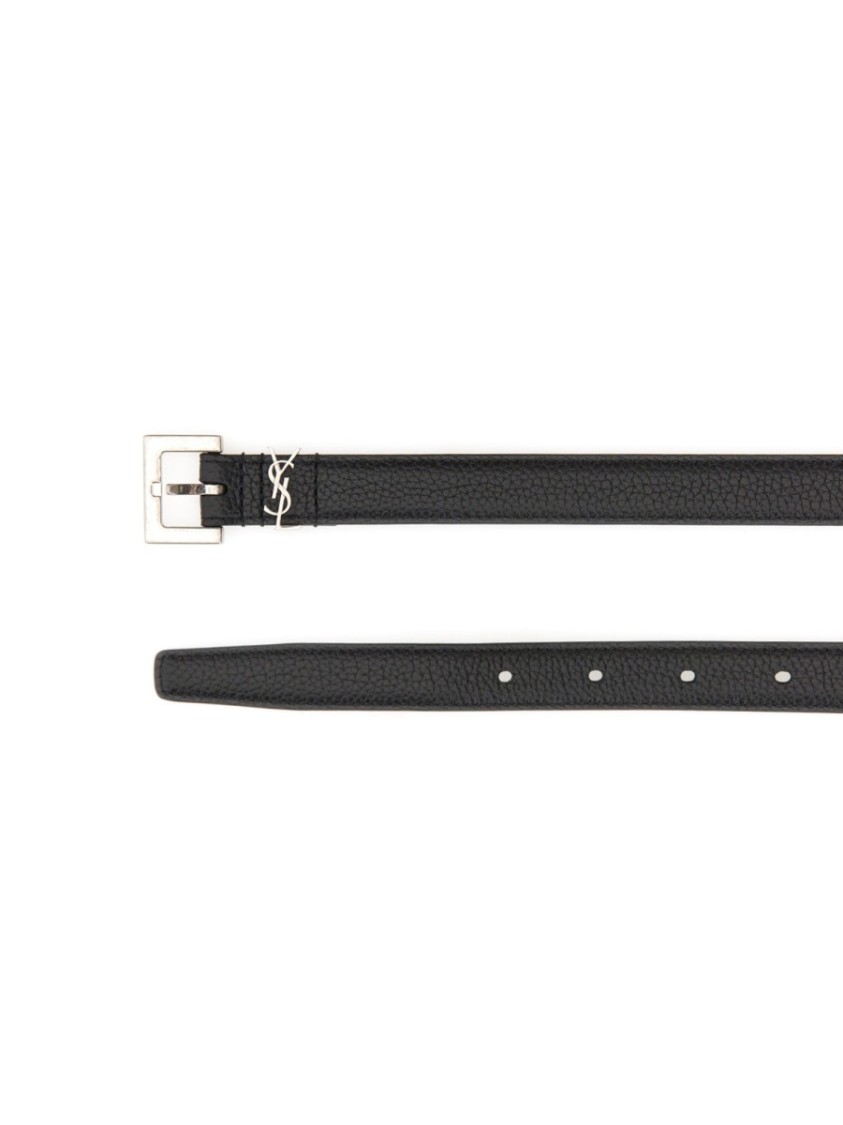 Saint Laurent "Cassandre" Thin Belt Zwart