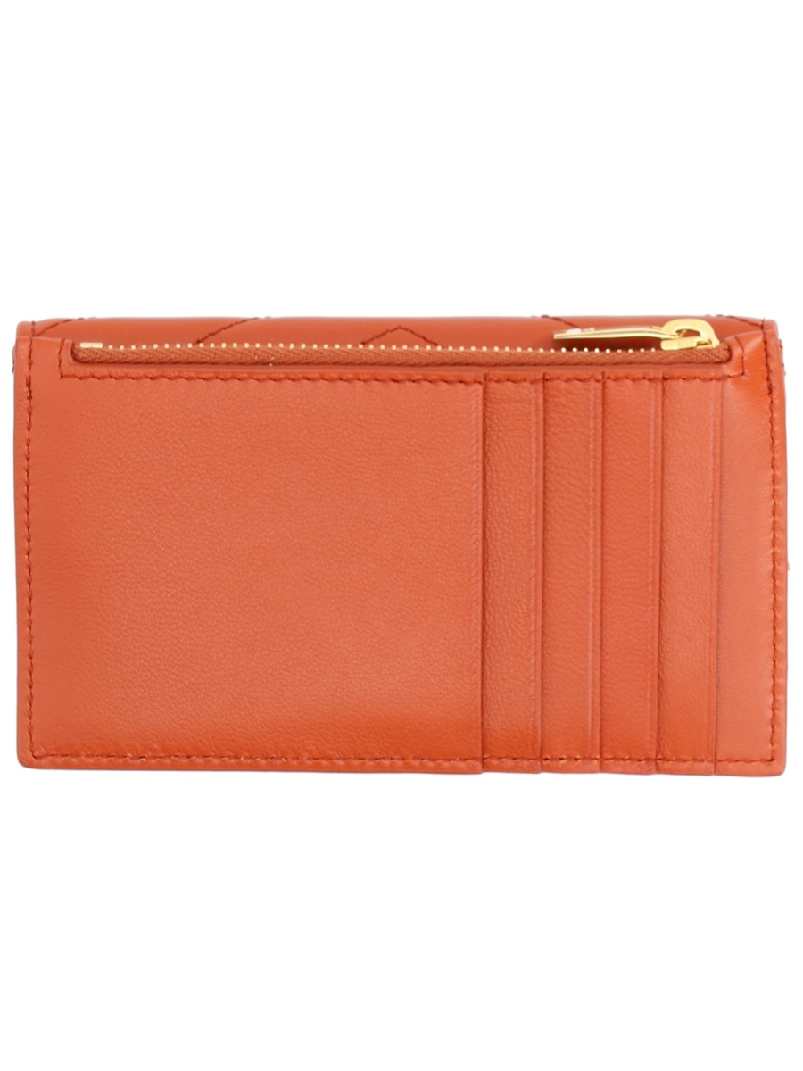 Saint Laurent Geometric Cassandras Lambskin Quilted Card Holder Oranje